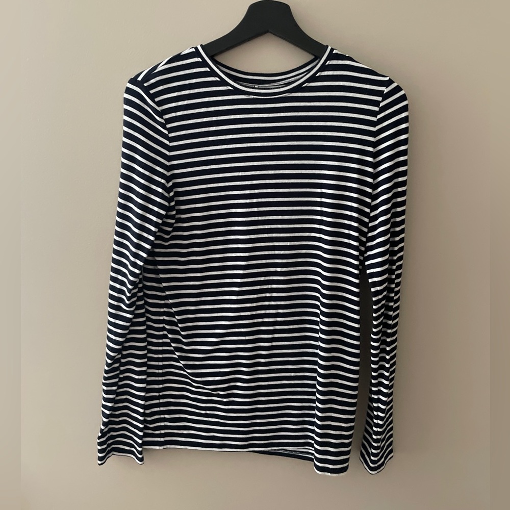 Lou and Grey Women’s Long Sleeve Navy Stripe Shirt Size Small